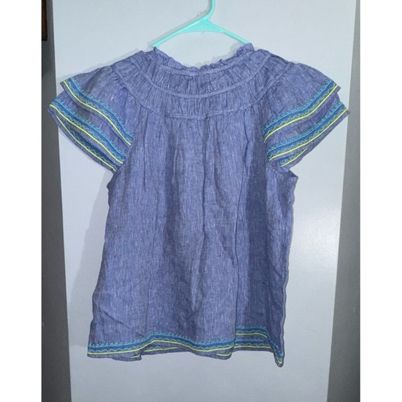 Vineyard Vines 100% linen CROSS DYED EMBROIDERED LINEN TOP IN MARLIN - Picture 5 of 7